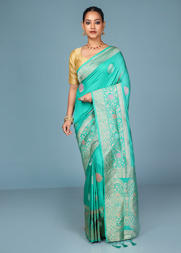 Green Dupion Silk Saree With Blouse Piece