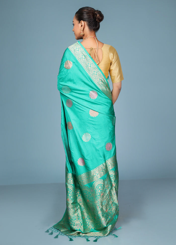 Green Dupion Silk Saree With Blouse Piece