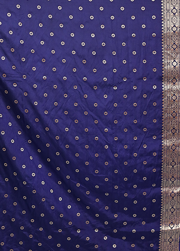 Blue Dupion Silk Saree With Blouse Piece