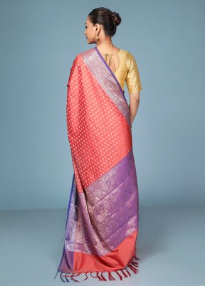 Pink Dupion Silk Saree With Blouse Piece