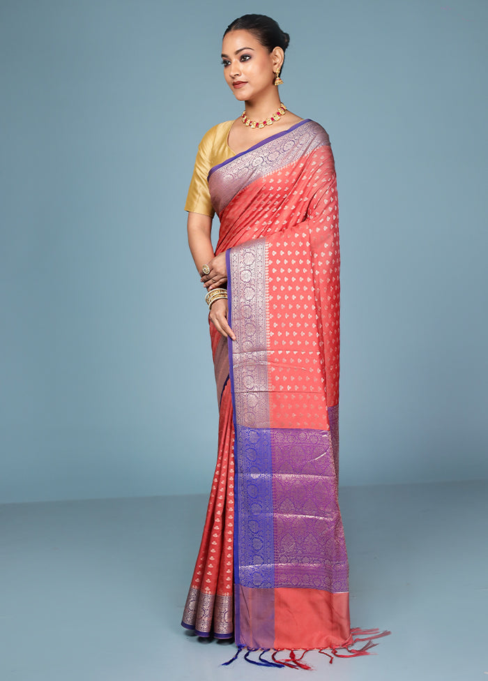 Pink Dupion Silk Saree With Blouse Piece