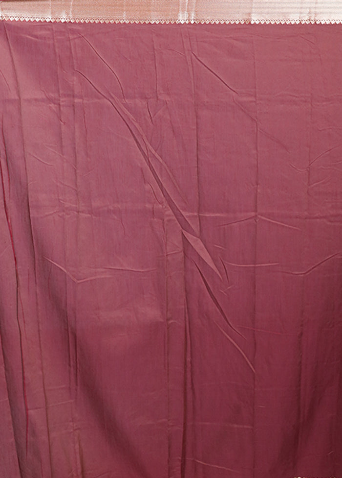 Maroon Cotton Saree With Blouse Piece