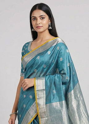Green Handloom Chanderi Pure Silk Saree With Blouse Piece
