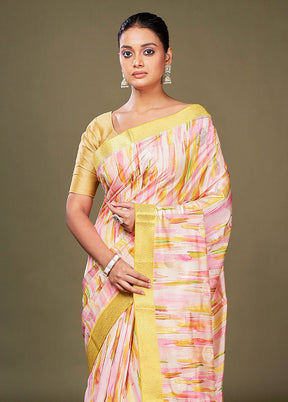 Multicolor Dupion Silk Saree With Blouse Piece
