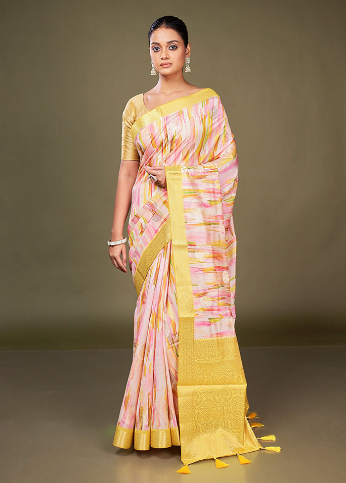 Multicolor Dupion Silk Saree With Blouse Piece