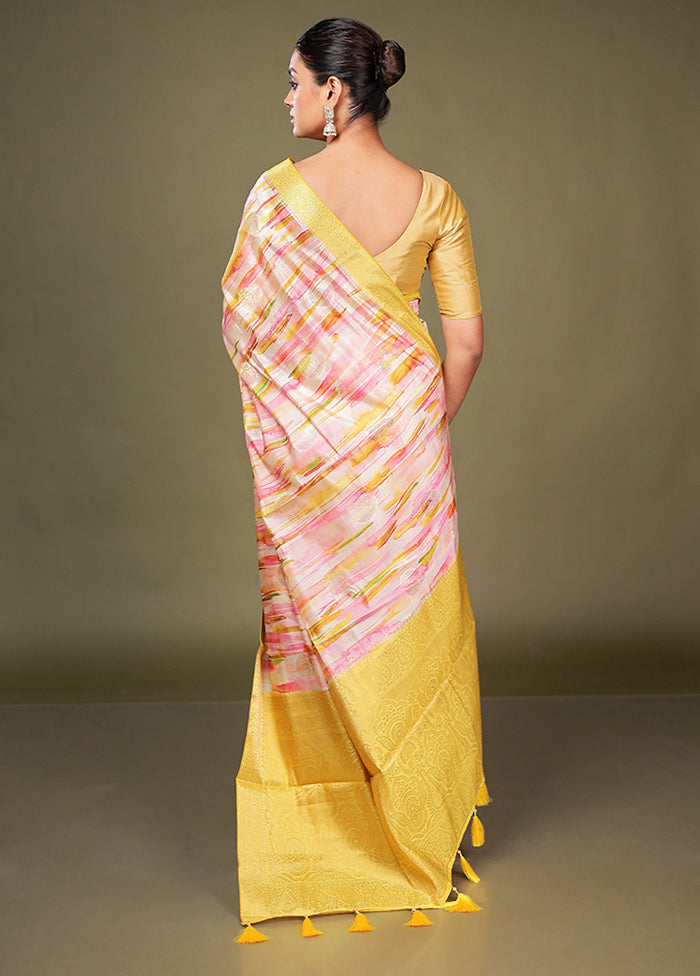 Multicolor Dupion Silk Saree With Blouse Piece