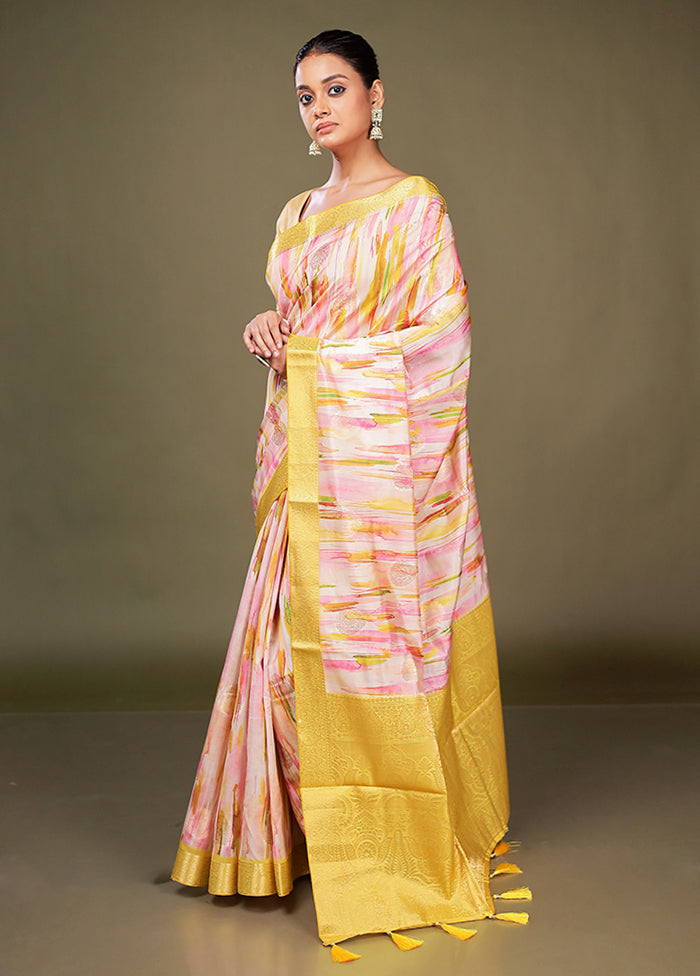 Multicolor Dupion Silk Saree With Blouse Piece