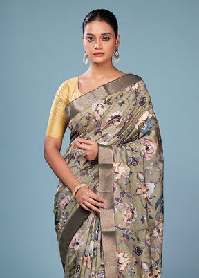 Multicolor Dupion Silk Saree With Blouse Piece