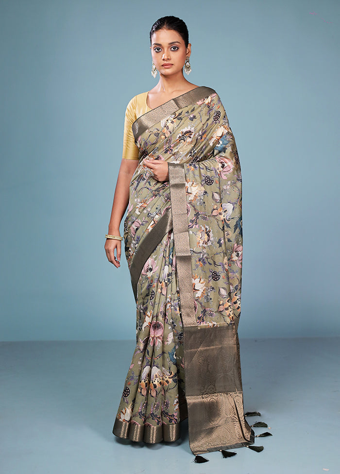 Multicolor Dupion Silk Saree With Blouse Piece