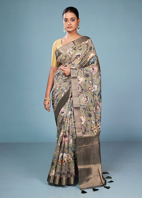Multicolor Dupion Silk Saree With Blouse Piece