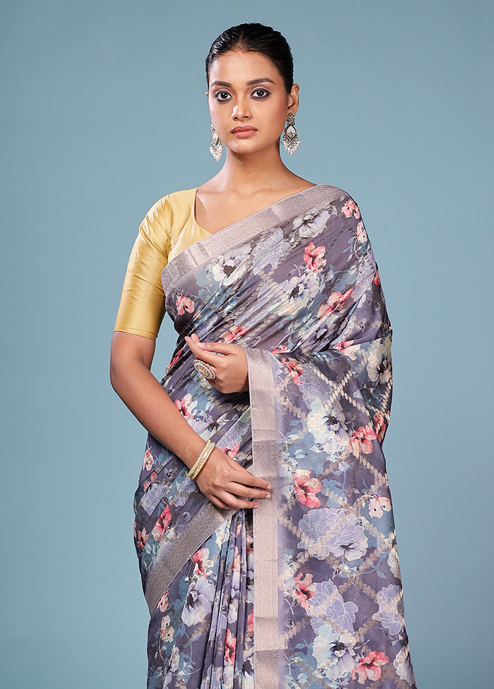 Multicolor Dupion Silk Saree With Blouse Piece