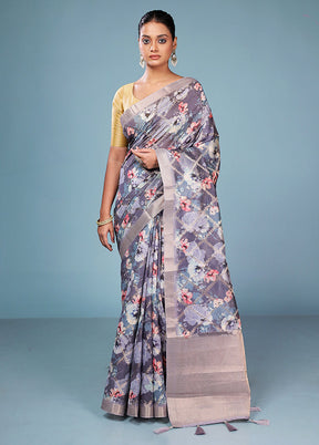 Multicolor Dupion Silk Saree With Blouse Piece