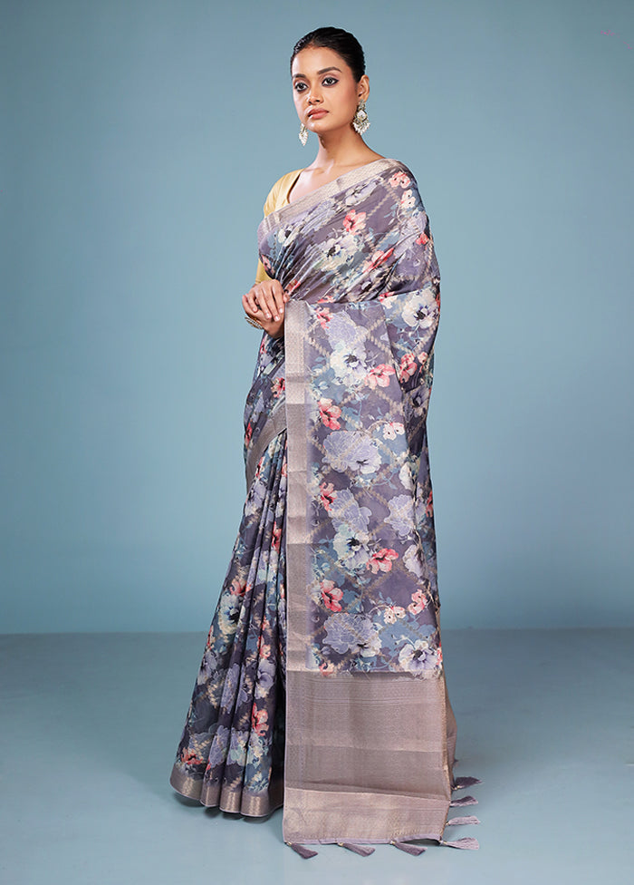 Multicolor Dupion Silk Saree With Blouse Piece