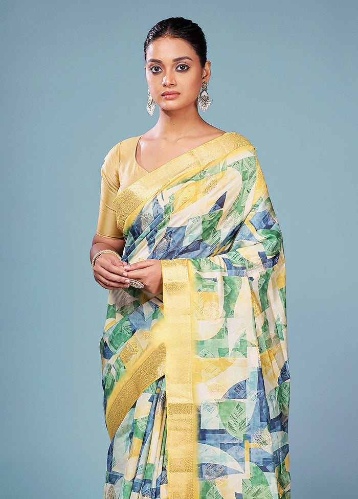 Multicolor Dupion Silk Saree With Blouse Piece