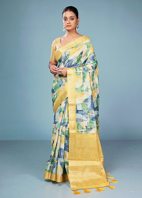Multicolor Dupion Silk Saree With Blouse Piece