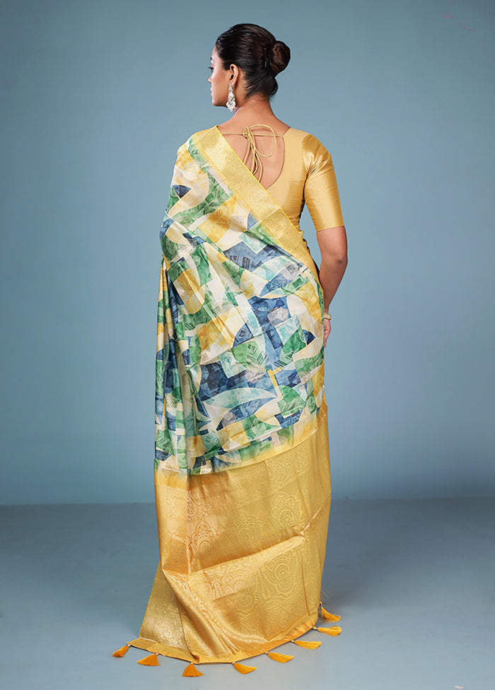 Multicolor Dupion Silk Saree With Blouse Piece