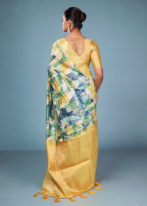 Multicolor Dupion Silk Saree With Blouse Piece