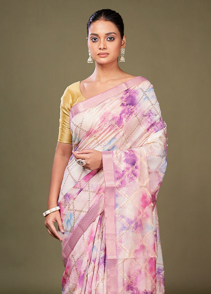 Multicolor Dupion Silk Saree With Blouse Piece
