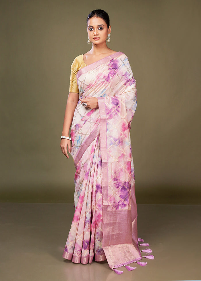 Multicolor Dupion Silk Saree With Blouse Piece