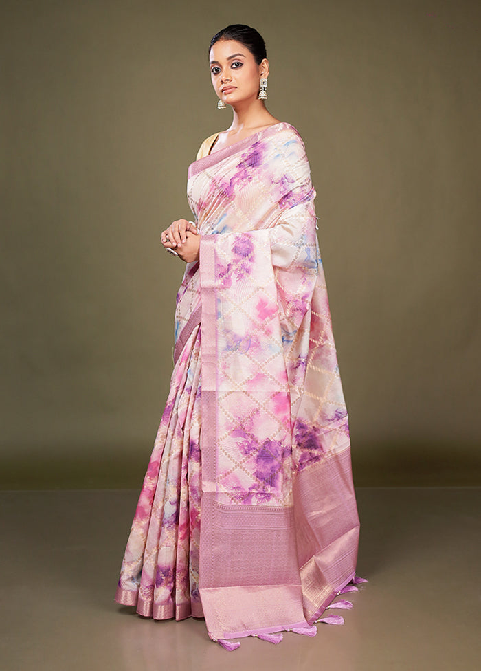 Multicolor Dupion Silk Saree With Blouse Piece