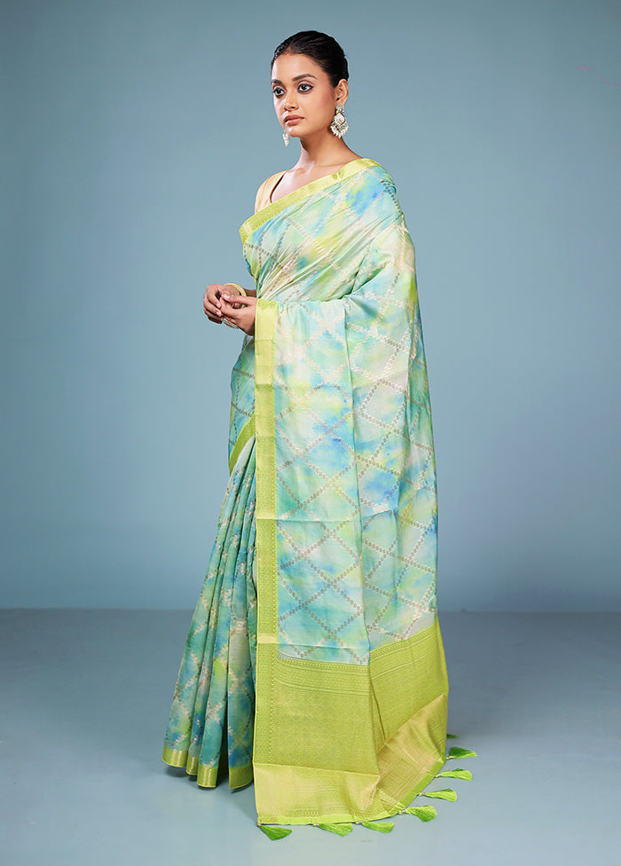 Multicolor Dupion Silk Saree With Blouse Piece
