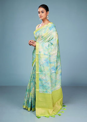 Multicolor Dupion Silk Saree With Blouse Piece