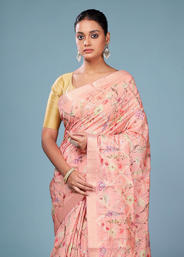 Multicolor Dupion Silk Saree With Blouse Piece