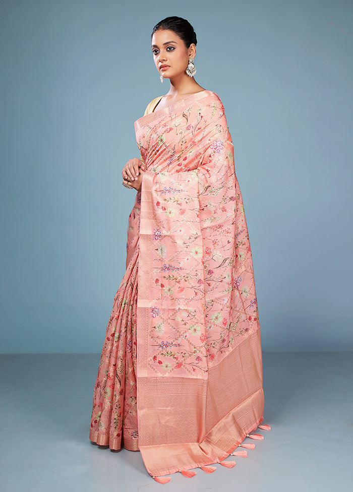 Multicolor Dupion Silk Saree With Blouse Piece