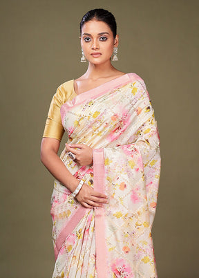 Multicolor Dupion Silk Saree With Blouse Piece