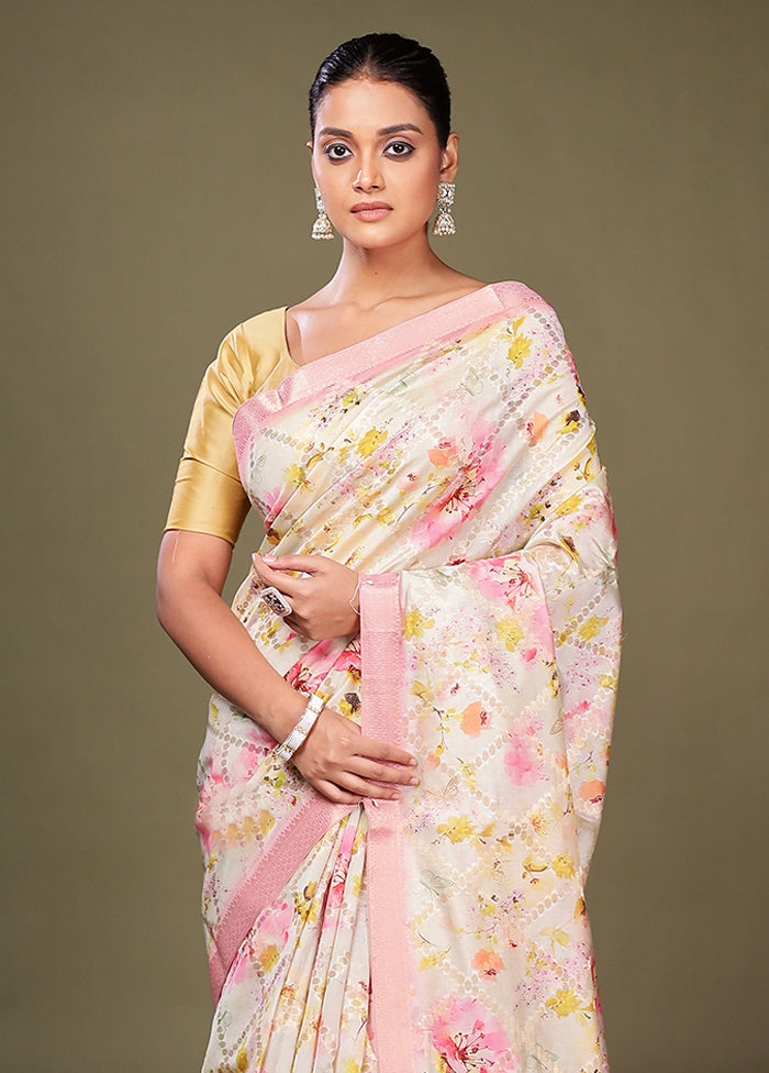 Multicolor Dupion Silk Saree With Blouse Piece