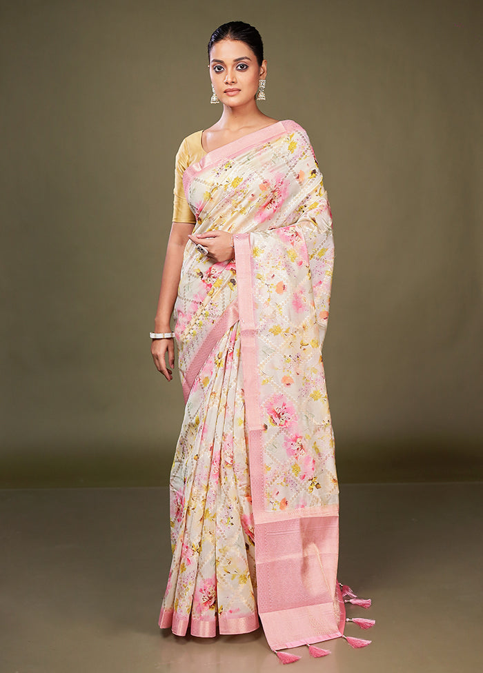 Multicolor Dupion Silk Saree With Blouse Piece