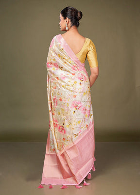Multicolor Dupion Silk Saree With Blouse Piece