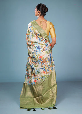 Multicolor Dupion Silk Saree With Blouse Piece