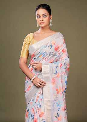 Multicolor Dupion Silk Saree With Blouse Piece