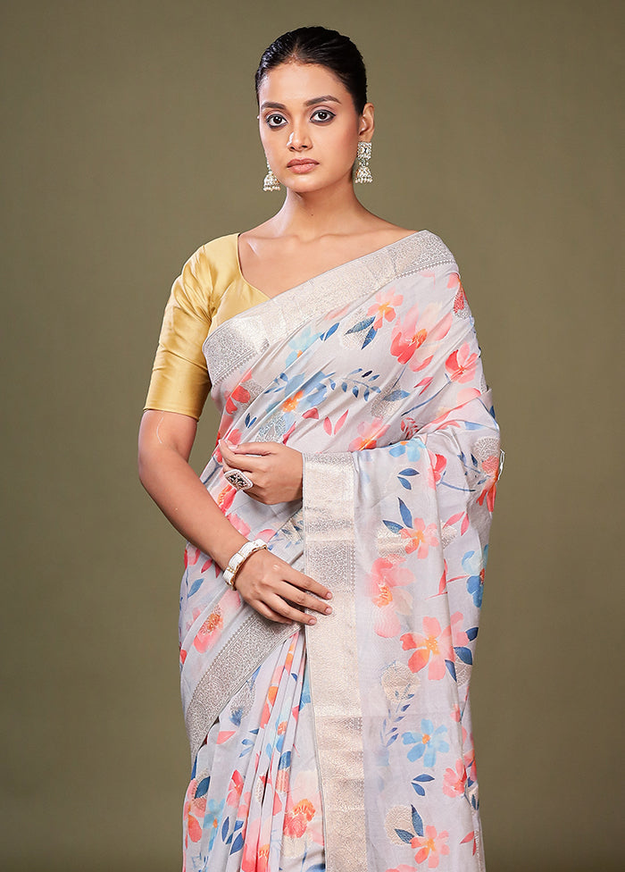 Multicolor Dupion Silk Saree With Blouse Piece