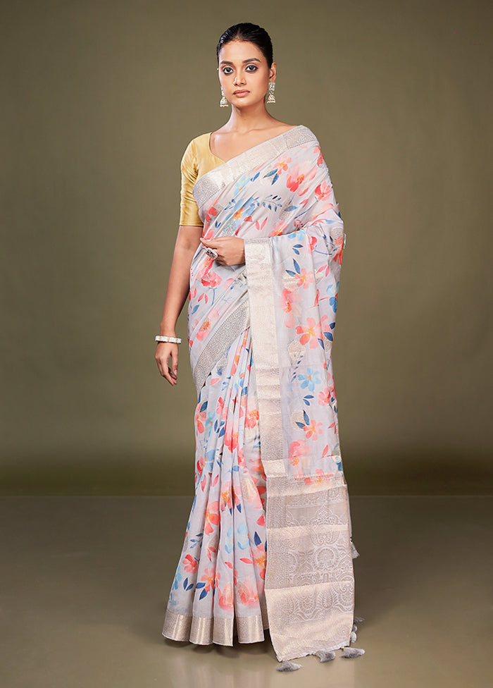 Multicolor Dupion Silk Saree With Blouse Piece