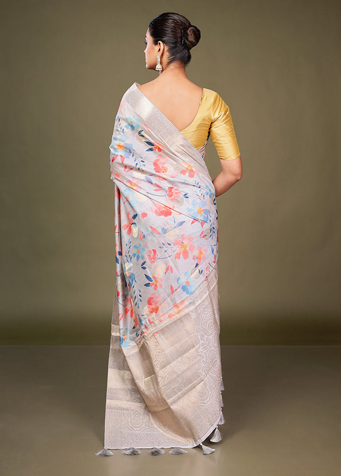 Multicolor Dupion Silk Saree With Blouse Piece