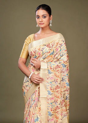 Multicolor Dupion Silk Saree With Blouse Piece