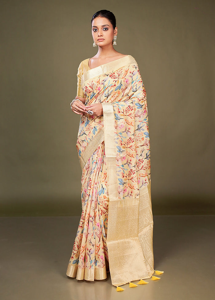 Multicolor Dupion Silk Saree With Blouse Piece