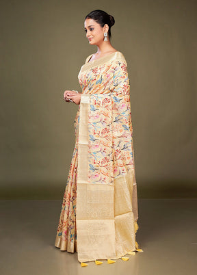 Multicolor Dupion Silk Saree With Blouse Piece