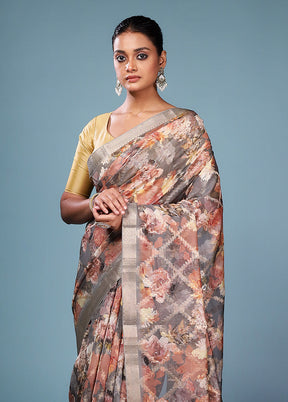 Multicolor Dupion Silk Saree With Blouse Piece