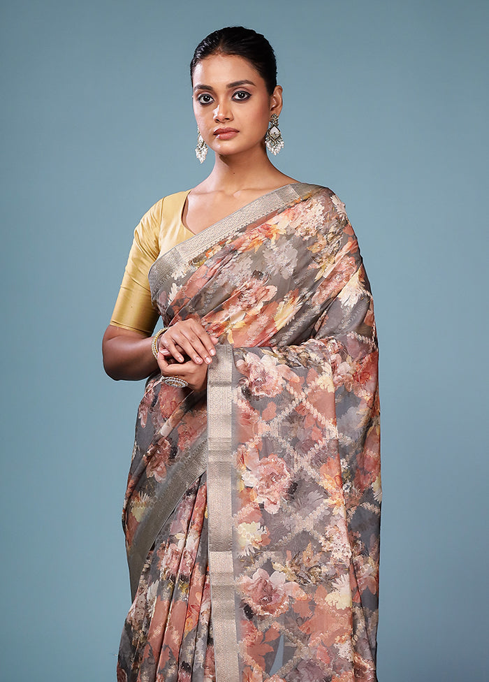 Multicolor Dupion Silk Saree With Blouse Piece