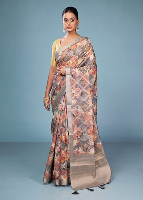 Multicolor Dupion Silk Saree With Blouse Piece