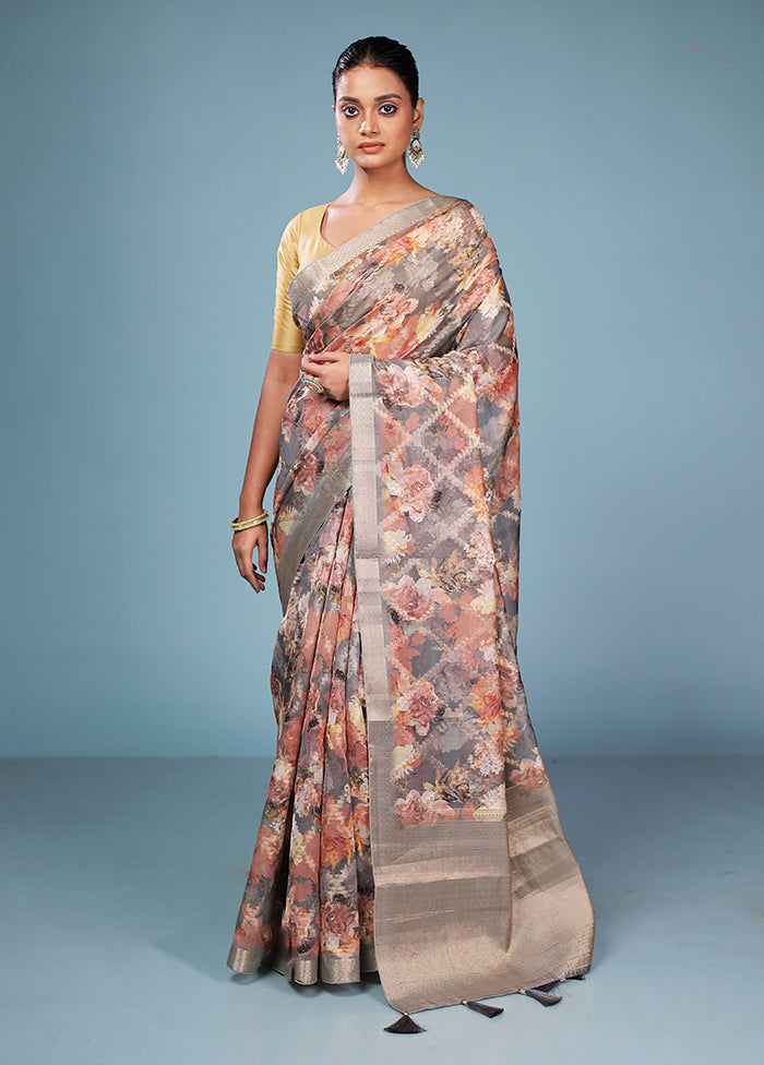 Multicolor Dupion Silk Saree With Blouse Piece
