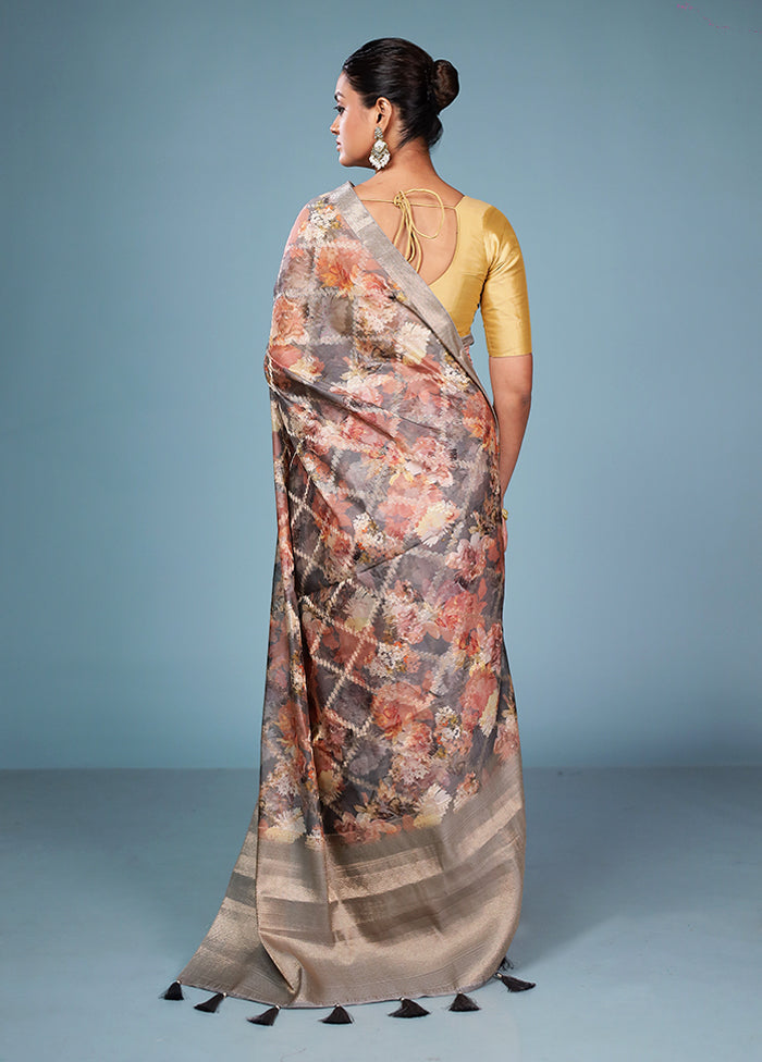 Multicolor Dupion Silk Saree With Blouse Piece