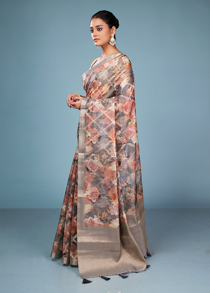 Multicolor Dupion Silk Saree With Blouse Piece