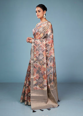 Multicolor Dupion Silk Saree With Blouse Piece
