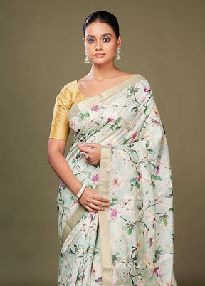 Multicolor Dupion Silk Saree With Blouse Piece