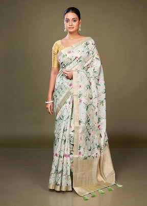 Multicolor Dupion Silk Saree With Blouse Piece