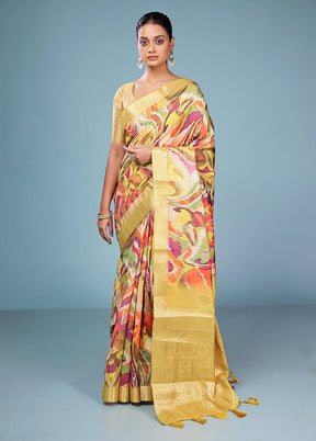 Multicolor Dupion Silk Saree With Blouse Piece
